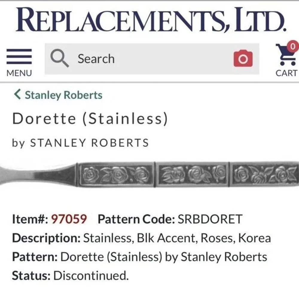 Stanley Roberts Stainless DORETTE Roses Floral Pattern 4 Table / Soup Spoons 7''